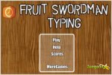 fruit swordman typing. frutas de palabras