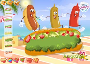 Preparando Hot Dogs en la playa